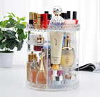 Rotating cosmetic storage box diamond pattern transparent makeup box skin care product display box Pi-Mart
