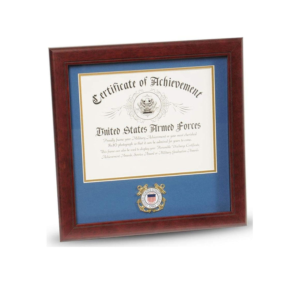 United States Coast Guard Certificate of Achievement Frame with Medallion (8 x 10 inch) The Military Gift Store