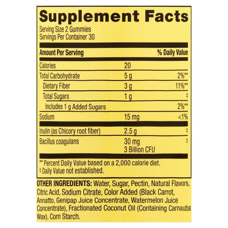 Spring Valley Inulin Probiotic Supplement Vegetarian Gummies, Assorted Fruit, 60 Count