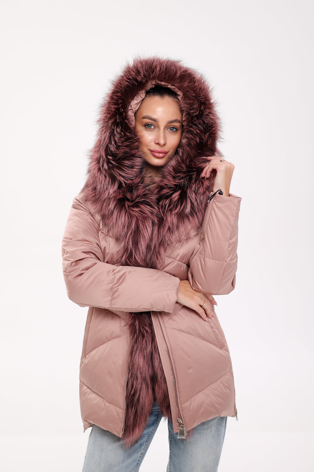 Genuine Silver Fox Fur Trim Down Insulated Parka - SJB-DIAMOND ELITES