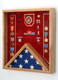 Marine Corps Flag Display Case - Shadow Box, Oak The Military Gift Store
