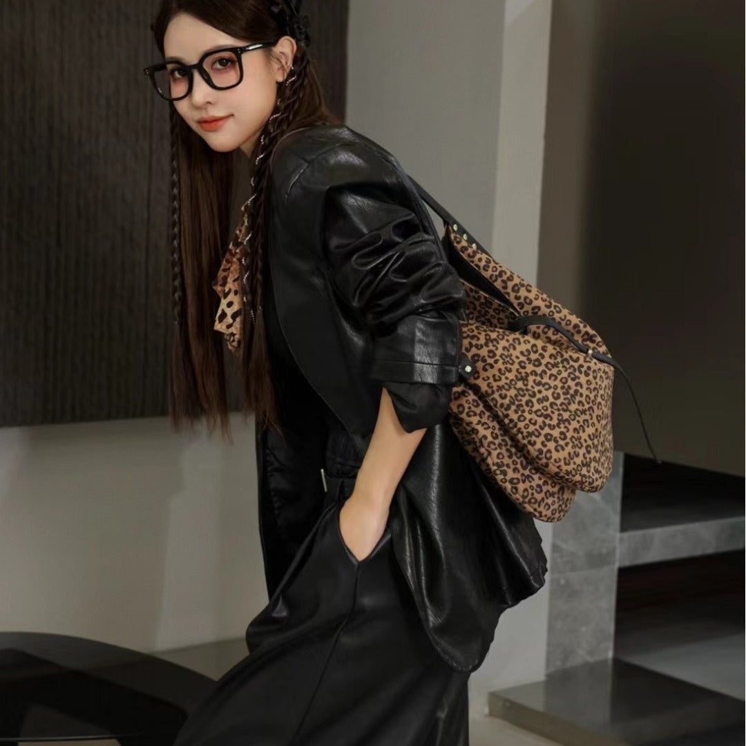 Women's Trendy Leopard Flannel Hobo Crossbody Bag – Large Capacity Shoulder Bag, Casual Versatile Bag for Everyday Use - SJB-DIAMOND ELITES