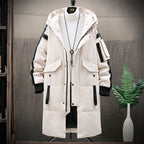 Men's jacket winter down jacket hooded mid-length fur collar Pi-Mart