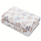 Cozy Paw Print Pet Blanket - Luxurious Fluffy Coral Fleece, Ultra-Soft Thermal Dog Bed Mat for Indoor Nesting, Couch & Kennel - Ideal Pet Supplies with Adorable Design Lootquake LLC