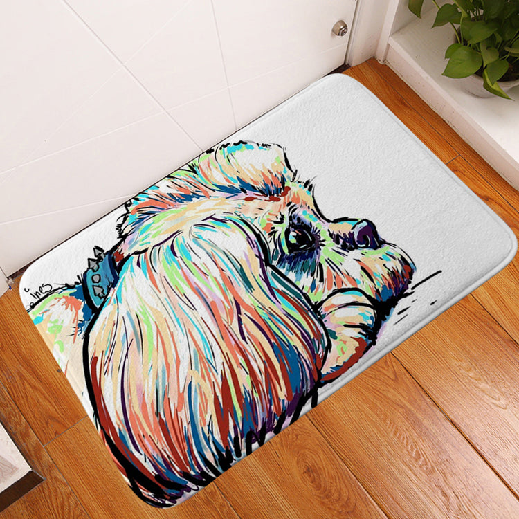 Pet dog flannel floor mat door mat printing foot mat anti-slip mat carpet Pi-Mart