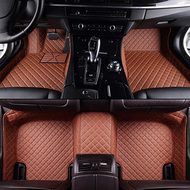 Fully Surrounded Car Leather Floor Mat Pad All Weather Protection Pi-Mart