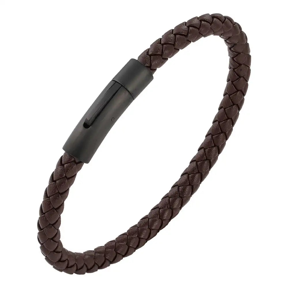 Woven Frosted Black Buckle Simple Leather Bracelet Lootquake LLC