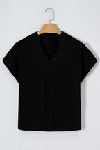 White Notched Neck Batwing Sleeve Blouse | Femstylo