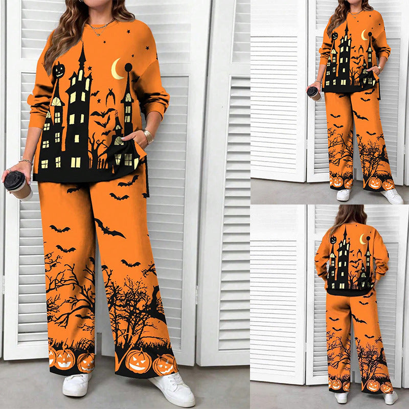 Halloween Christmas Eve Printed Two-piece Suit Pack Pi-Mart