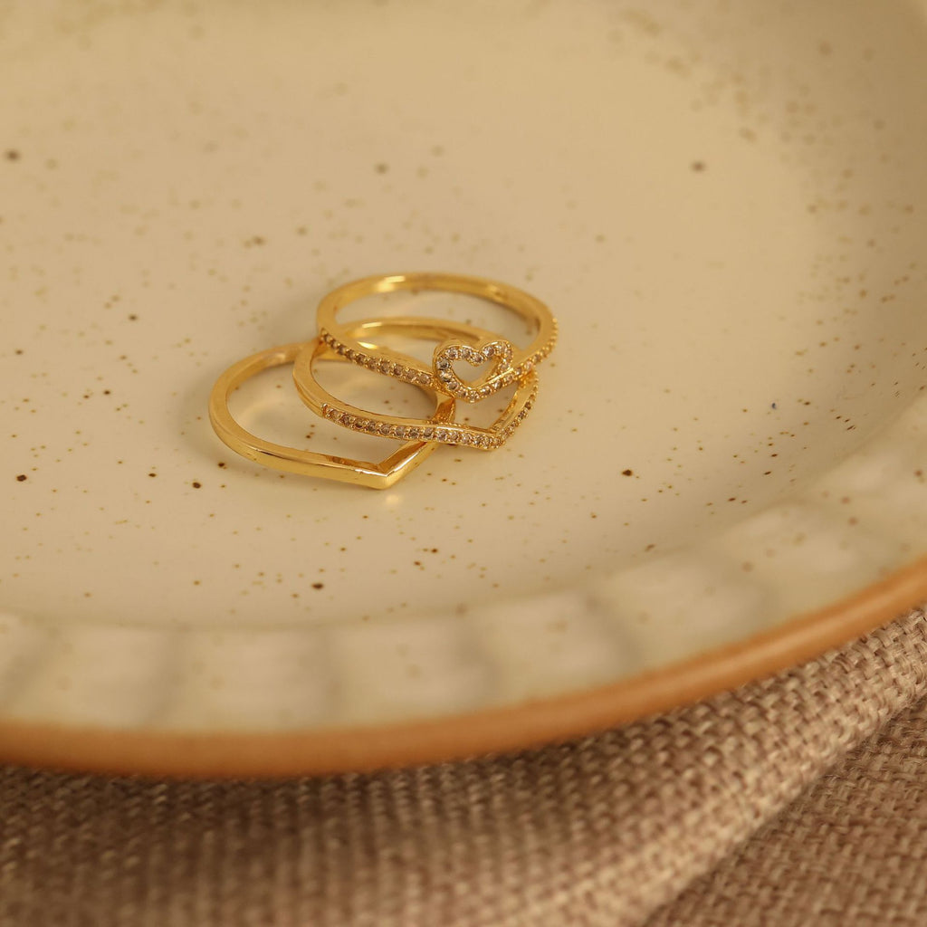 Jewelry Shining Love Wish Bone Stacking Ring Pi-Mart