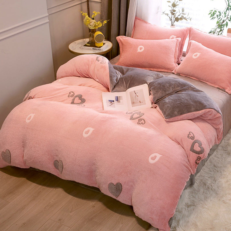 Milk Duvet Set Single Thickened Double Sided Duvet Cover Pi-Mart