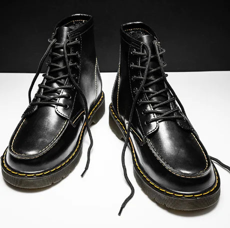 Men's High-Top Cowhide Martin Trendy Tooling Boots Pi-Mart