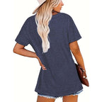 Women's Round Neck 'NY' & Statue Of Liberty Print Short Sleeve Tee - Summer Casual Top