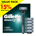 Gillette Mach3 Men's Razor Value Pack, Blue, 1 Handle & 6 Razor Blade Refills EasyOptionXY LLC