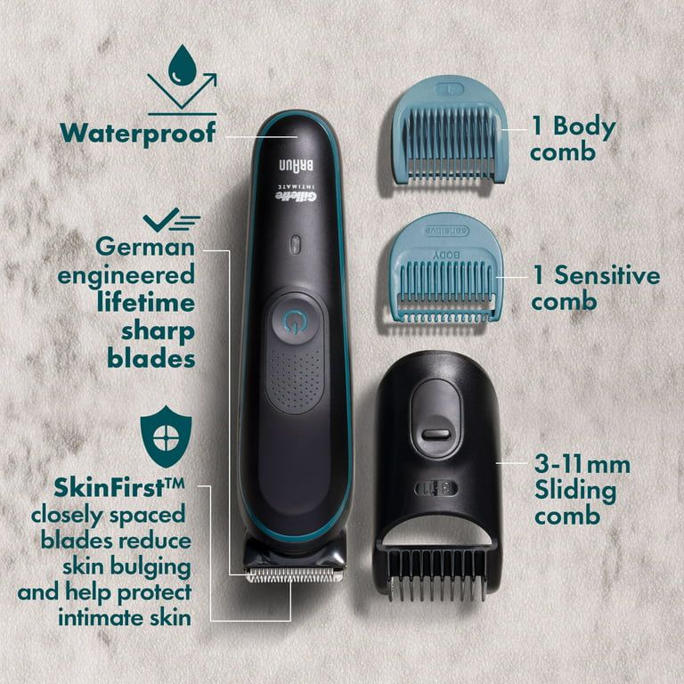Gillette Intimate Electric Pubic Hair Trimmer for Men, Waterproof Body Groomer, Black EasyOptionXY LLC