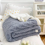 [Versatile Use] Luxurious Double-Layer Jacquard Taffeta Fleece Blanket, Thick Plush White Bed Throw for Single or Double Use - Soft, Cozy, All-Season Comfort, Ideal for Bedroom Elegance, Blanket for Bed Lootquake LLC