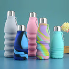 550ML Portable Silicone Bottle Retractable Folding Water Bottle Outdoor Sports Travel Drinking Cup with Large Capacity Silicone Foldable Sports Bottle Reusable Folding Travel Water Container for Gym Camping Hiking Fishing Stevvex