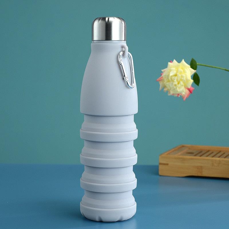 550ML Portable Silicone Bottle Retractable Folding Water Bottle Outdoor Sports Travel Drinking Cup with Large Capacity Silicone Foldable Sports Bottle Reusable Folding Travel Water Container for Gym Camping Hiking Fishing Stevvex