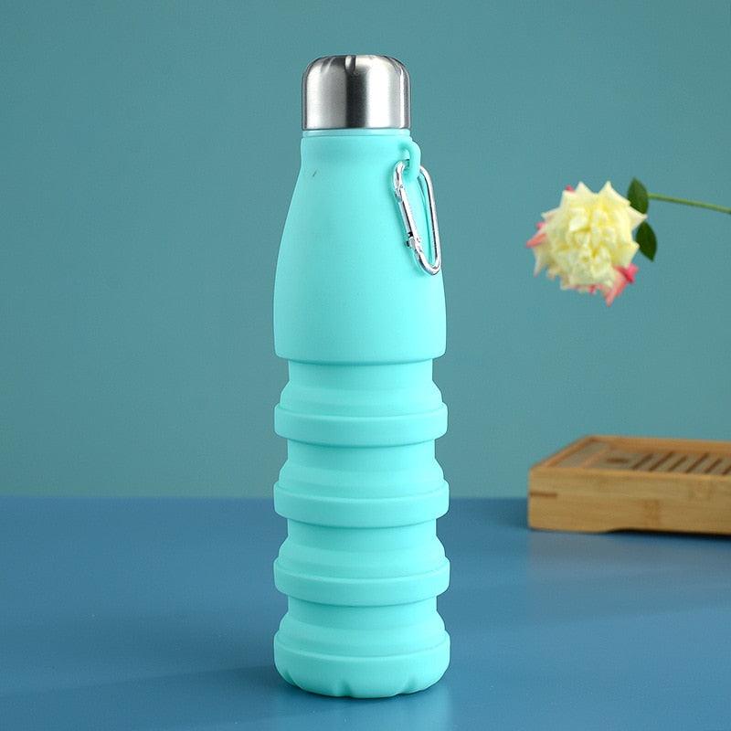 550ML Portable Silicone Bottle Retractable Folding Water Bottle Outdoor Sports Travel Drinking Cup with Large Capacity Silicone Foldable Sports Bottle Reusable Folding Travel Water Container for Gym Camping Hiking Fishing Stevvex