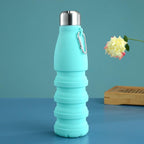 550ML Portable Silicone Bottle Retractable Folding Water Bottle Outdoor Sports Travel Drinking Cup with Large Capacity Silicone Foldable Sports Bottle Reusable Folding Travel Water Container for Gym Camping Hiking Fishing Stevvex