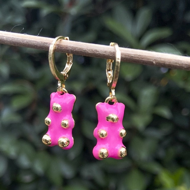 Cute Acrylic Gummy Bear Dangle Earrings Pi-Mart
