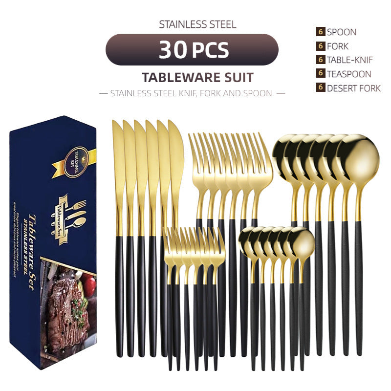 Stainless Steel Knife And Forks 30-piece Tableware Set Suit Pi-Mart