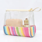 Ladies straw wristlet purse, Cosmetics storage bag transparent, toiletries storage bag, Transparent Cosmetic Bag, - SJB-DIAMOND ELITES