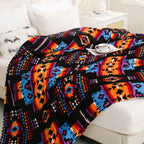1pc Southwest Native American Flannel Polyester Throw Double-side Printed Blanket, Aztec Geometry Pattern Travel Couch Bed Blanket Plush Soft Lightweight Blanket For All Season Lootquake LLC