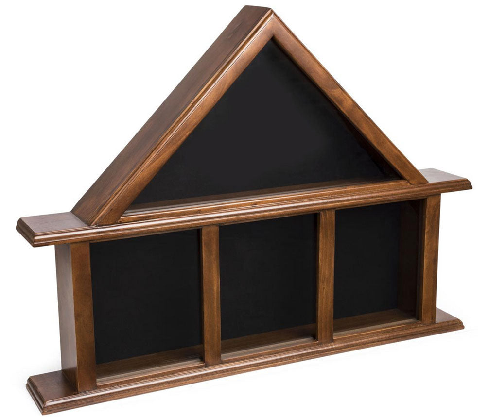 Flag Display Case with Glass Front and 3 Medal Boxes, Felt Backing - Cherry The Military Gift Store