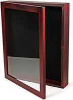 Shadow Box Display Case | Magnetically Opens and Closes like a Door - Real Wood, Strong Glass, Linen Background | Cherry Red The Military Gift Store