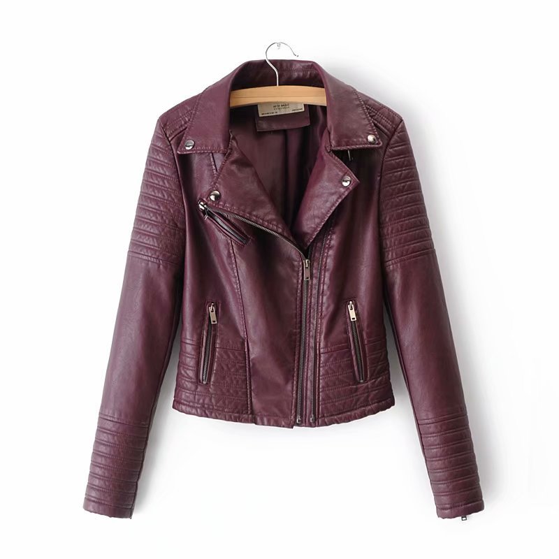 Slim European and American motorcycle leather jacket Pi-Mart