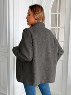 Winter Warm Zip Up Long Sleeve Jacket Fuzzy Cozy & Stylish Jacket Cold-Weather Essential Outdoor Jacket Stevvex