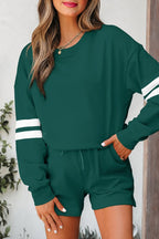 Varsity Stripe Sweatshirt and Short Set THRIXINE