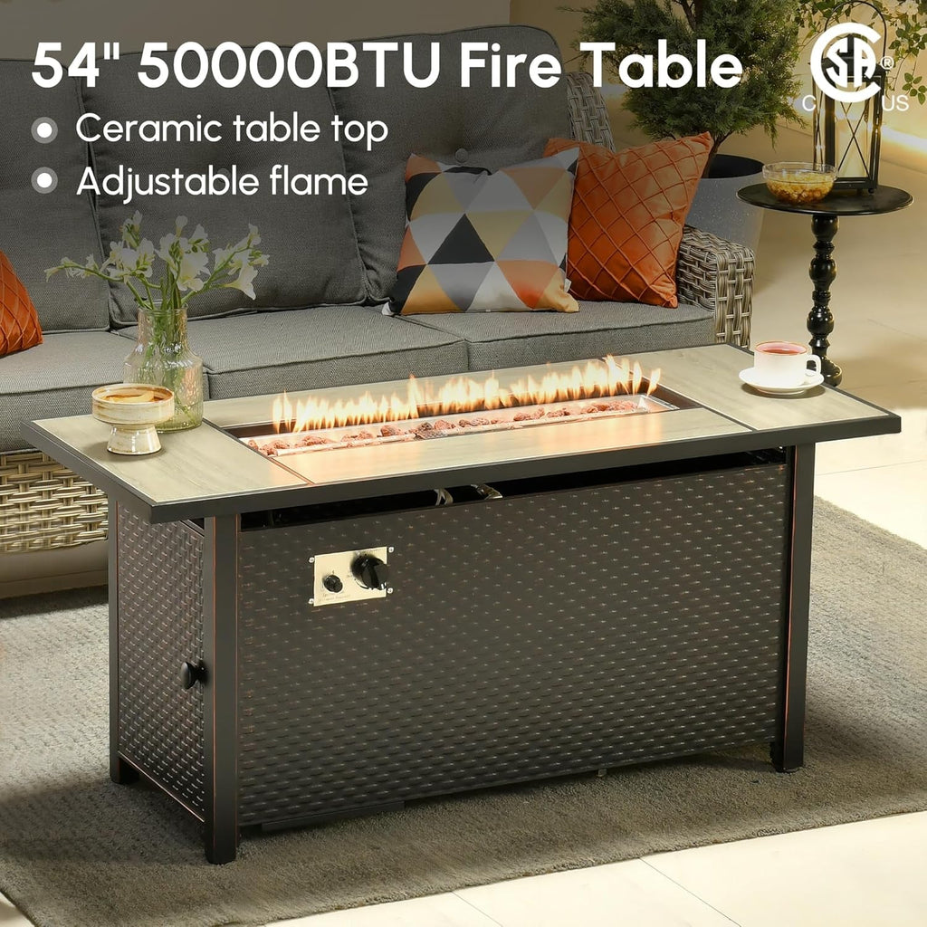 Outdoor Patio Furniture Set with Fire Pit and Ottomans Lootquake LLC