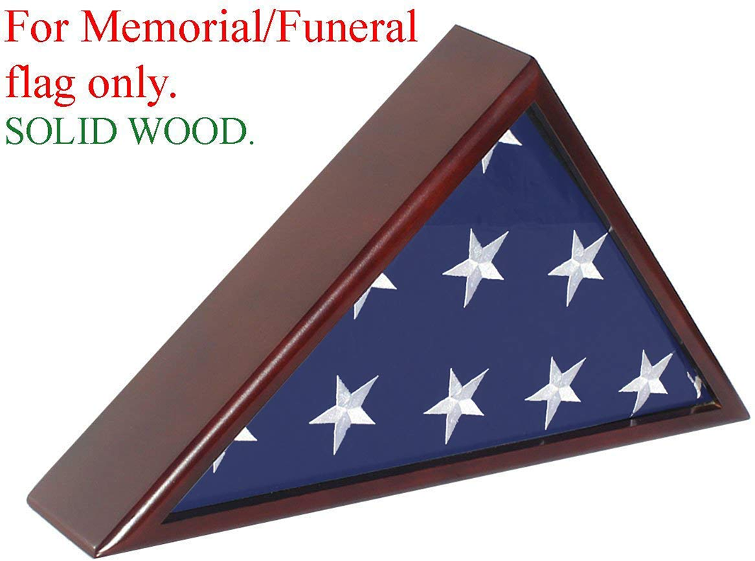 Solid Wood Memorial Flag Case Frame Display Case for 5x9.5' Flag Folded for Funeral or Burial Flag The Military Gift Store