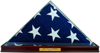 All Glass Flag Display Case for 9.5' X 5' Flag with Engraving (Cherry) The Military Gift Store