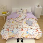 Cotton Four-piece Set Girl Heart Cartoon Pure Cotton  Linen Duvet Cover Bed Pi-Mart