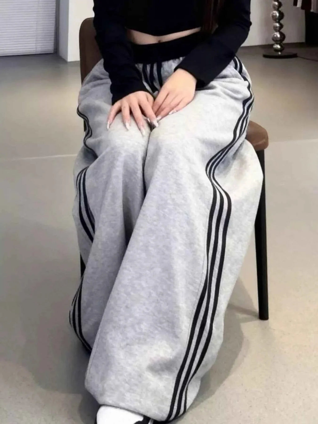 Casual Loose Fit Striped Pants THRIXINE