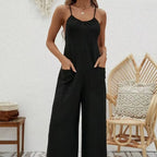 Ladies' Cross Leisure Vacation Lazy Backless Wide Leg Pants Camisole Skirt Jumpsuit - SJB-DIAMOND ELITES