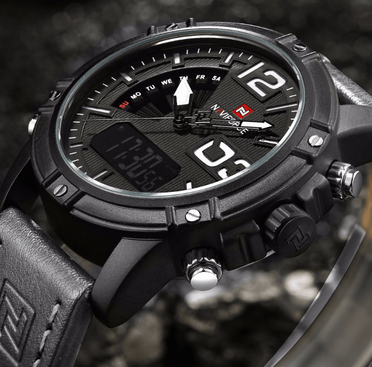 Men's Multifunction Digital Analog Waterproof Watch With Alarm And Automatic Time Zones Unique Design Excellent Gift - SJB-DIAMOND ELITES