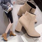 Women's Stacked Heel Ankle Bootie Shoes SHOMICOBOUTIQUE