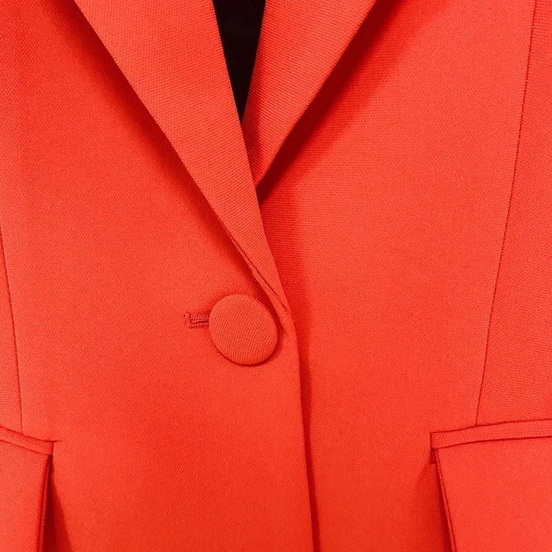 HIGH QUALITY New Fashion 2024 Designer Blazer Suit Set Women's Single Button Red Blazer Flare Pants Suit Purplish Diva