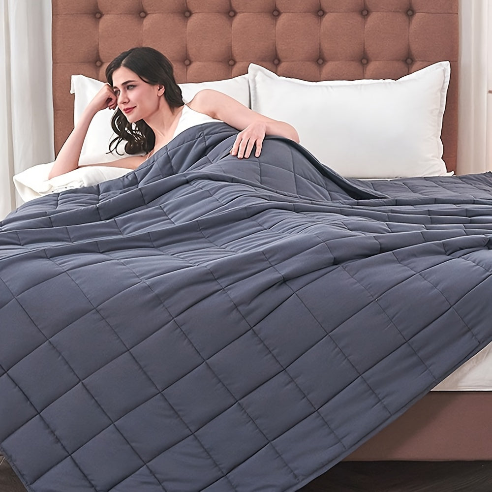 1pc Dark Grey Weighted Blanket for Adults - 10lbs, Breathable Microfiber with Glass Beads, All-Season Comfort for Sleep, Relaxation & Meditation, Soft & Heavy Throw for Better Sleep & Warmth Retention, Allseason Blanket | Con