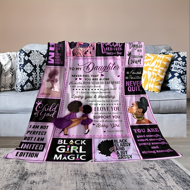 1pc To My Daughter Letter Blanket I Will Always Be There To Support You Love Mom, Women's Blanket Birthday Gift Winter Warm Blanket For Daughter Lootquake LLC