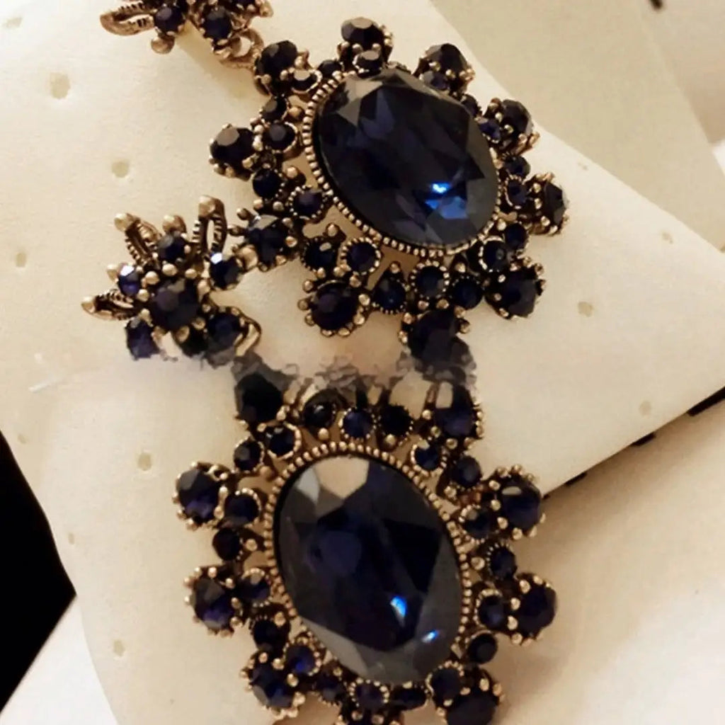 European And American Fashion Cool Vintage Sapphire Stud Earrings Lootquake LLC