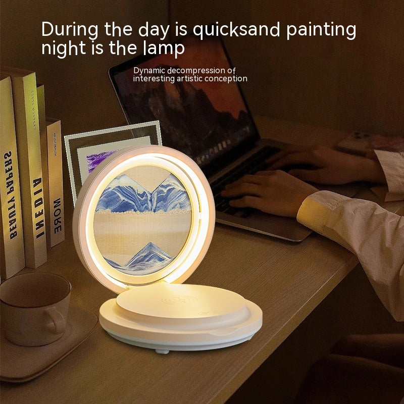 Creative Quicksand Painting Mobile Phone Charging Bluetooth Speaker Desk Lamp Pi-Mart