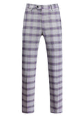Mens Classic Suit Pants Straight Fit Modern Formal Dress Pants Separate Trousers US Size 40W x 32L Plaid Light Purple Lootquake LLC