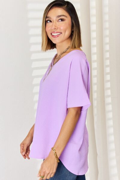 Zenana Texture Short Sleeve T-Shirt Lootquake LLC