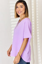 Zenana Texture Short Sleeve T-Shirt Lootquake LLC
