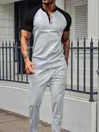 Men's Plus Waffle Knit Set: Cozy Contrast Comfort THRIXINE